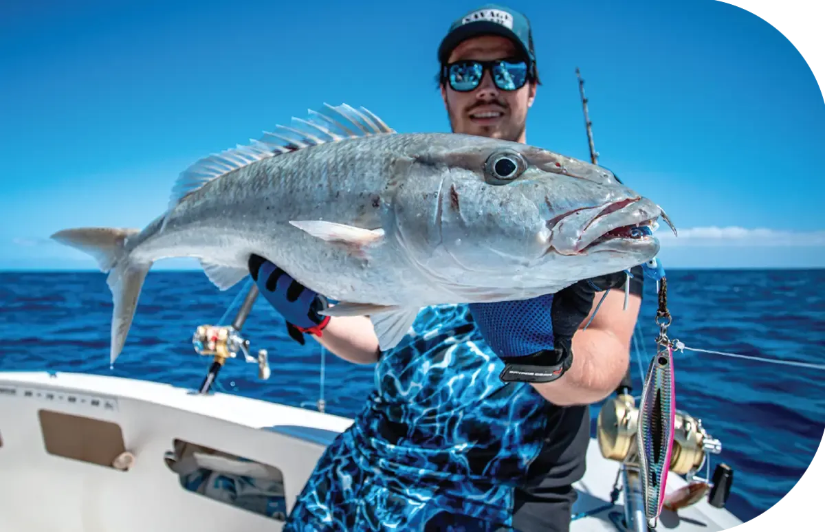 Belle prise de carangue GT en pêche au gros à Rodrigues