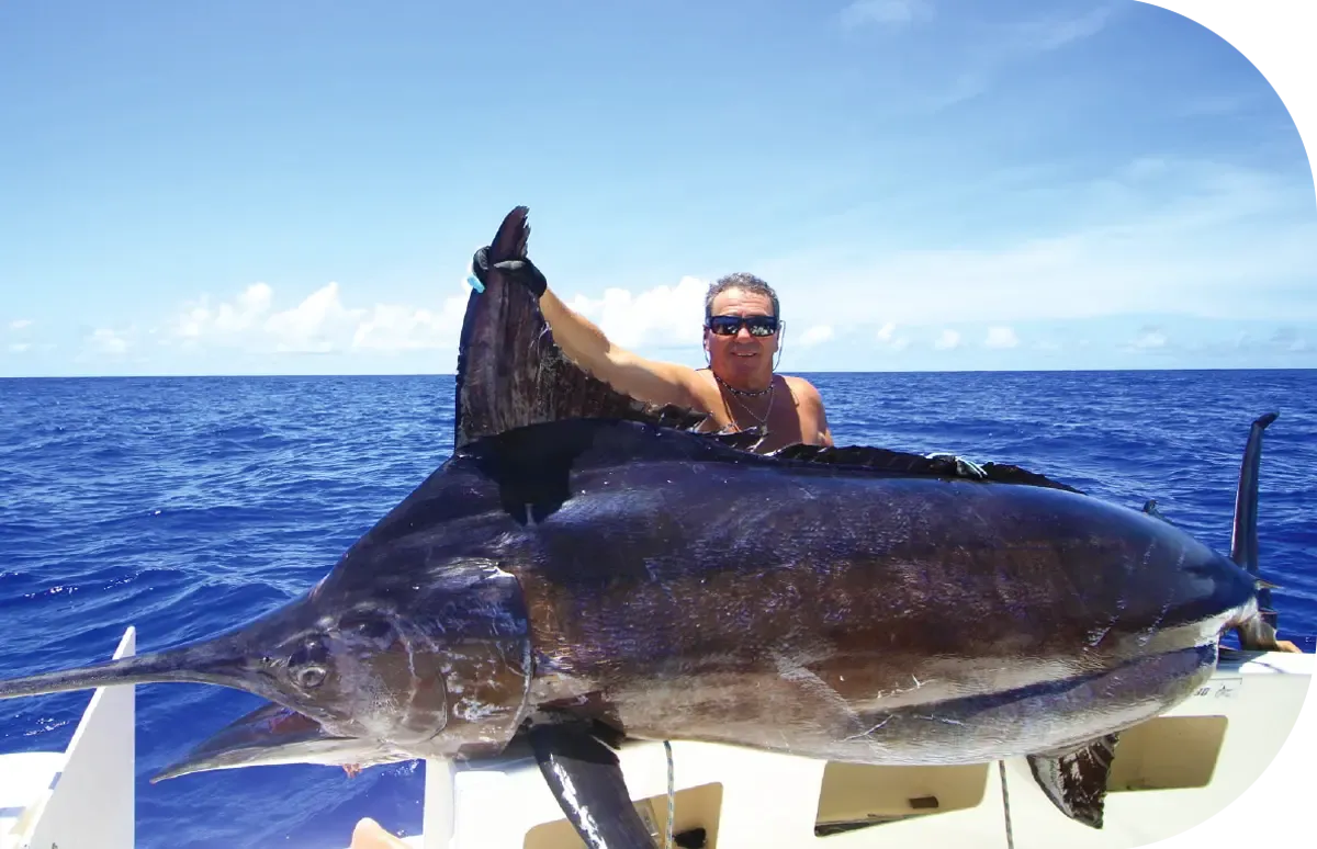 Big game fishing à Rodrigues avec capture d’un marlin noir