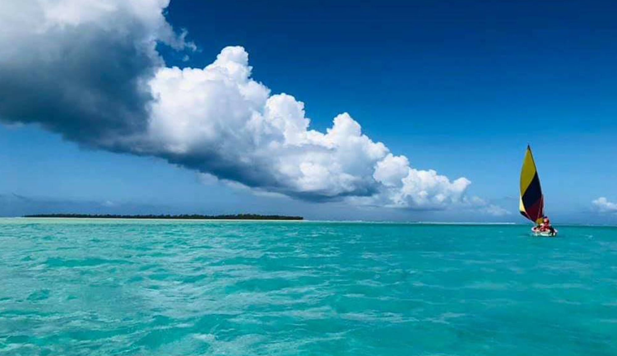 Voilier traditionnel dans le lagon de Rodrigues après une sortie de pêche au gros