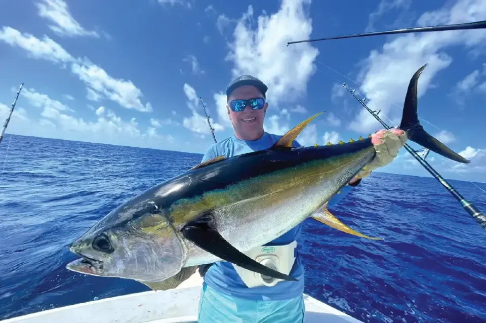 Gros thon jaune pris en pêche sportive à Rodrigues